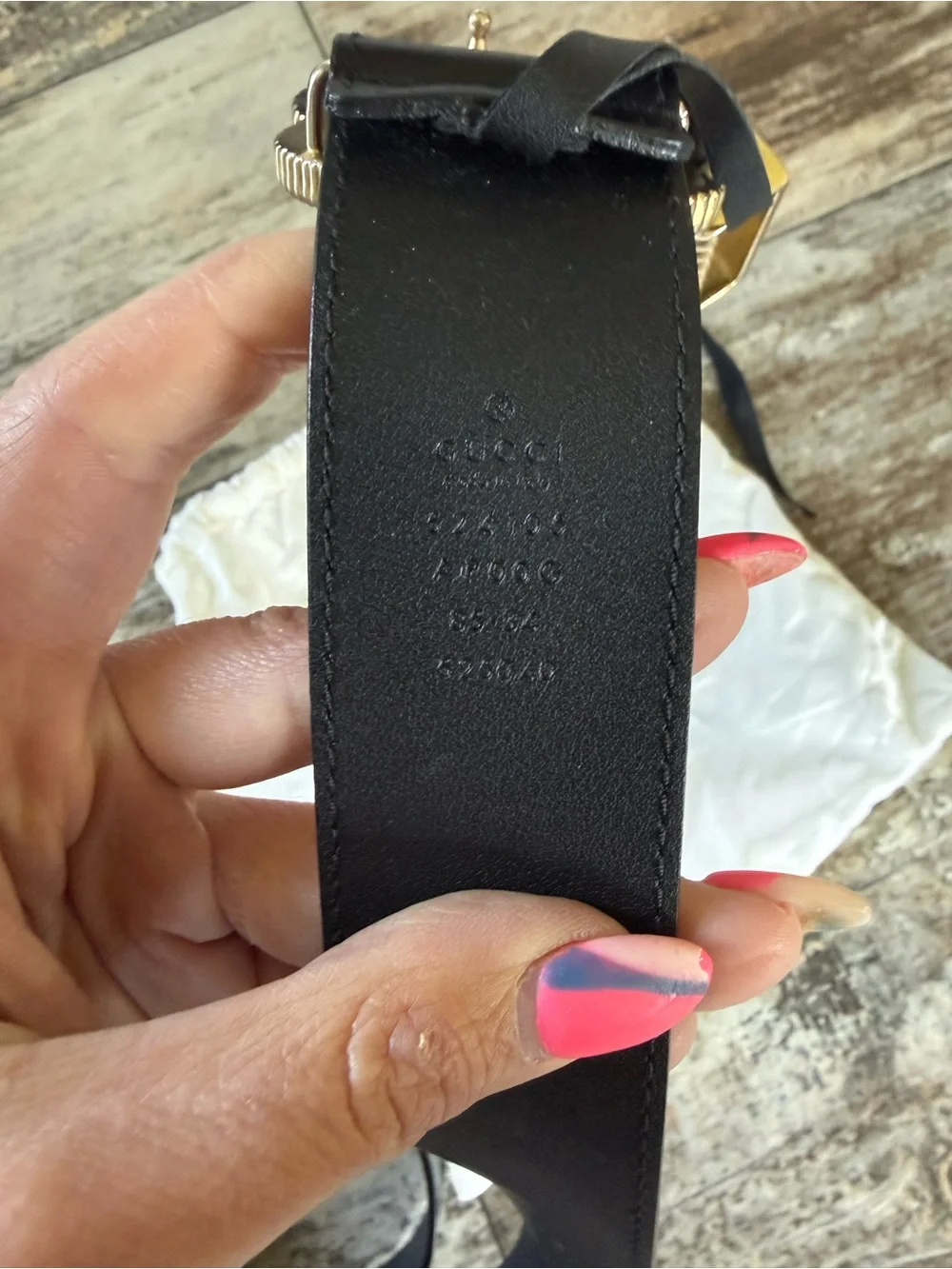 Gucci Black Leather GG Marmont Buckle Belt 85CM 34